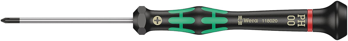 Wera 05118020001 Destornillador 2050 PH para tornillos Phillips para aplicaciones electrónicas. PH 00 mm x 60 mm