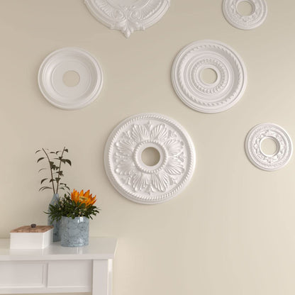 Ekena Millwork CM18ED1 Medallón de techo de Edimburgo, 18 1/8 pulgadas de diámetro exterior x 3 1/2 pulgadas de diámetro interior x 2 3/4 pulgadas, imprimado de fábrica