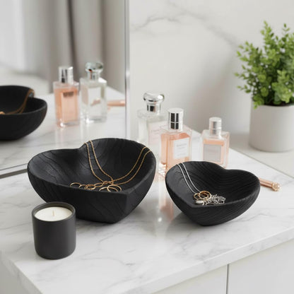 Sagebrook Home Decoración Irregular de Paulownia con Corazones de Madera para decoración de Interiores, 3 Pulgadas de Alto, Color Negro, 2 Juegos