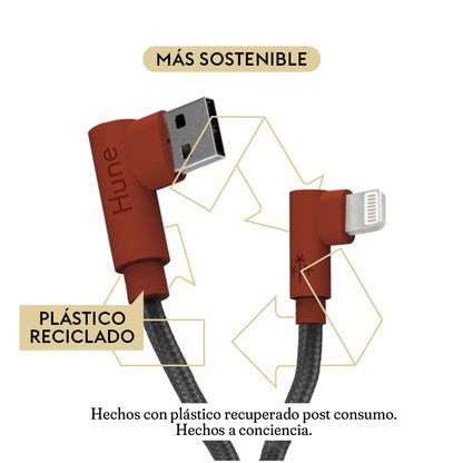Cable Lightning Hune Sustentable 90° Compatible Con iPhone (Corteza)
