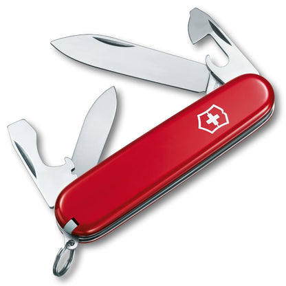 Victorinox Recruit Tipo Oficial, Color Rojo, 10 Usos | Cuchillo de bolsillo hecho en Suiza, 10 funciones, abrelatas, destornilladores, mochila esencial, utilidad diaria