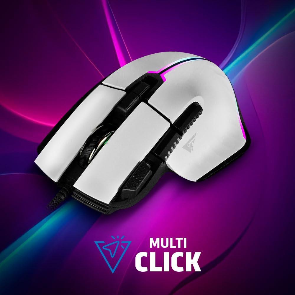 GAME FACTOR Mouse Laser Gamer MOG602 19000 dpi 8 Botones Personalizables Mediante Software USB 2.0 Oficina y Juegos Alambrico 0.2 ms Color Blanco