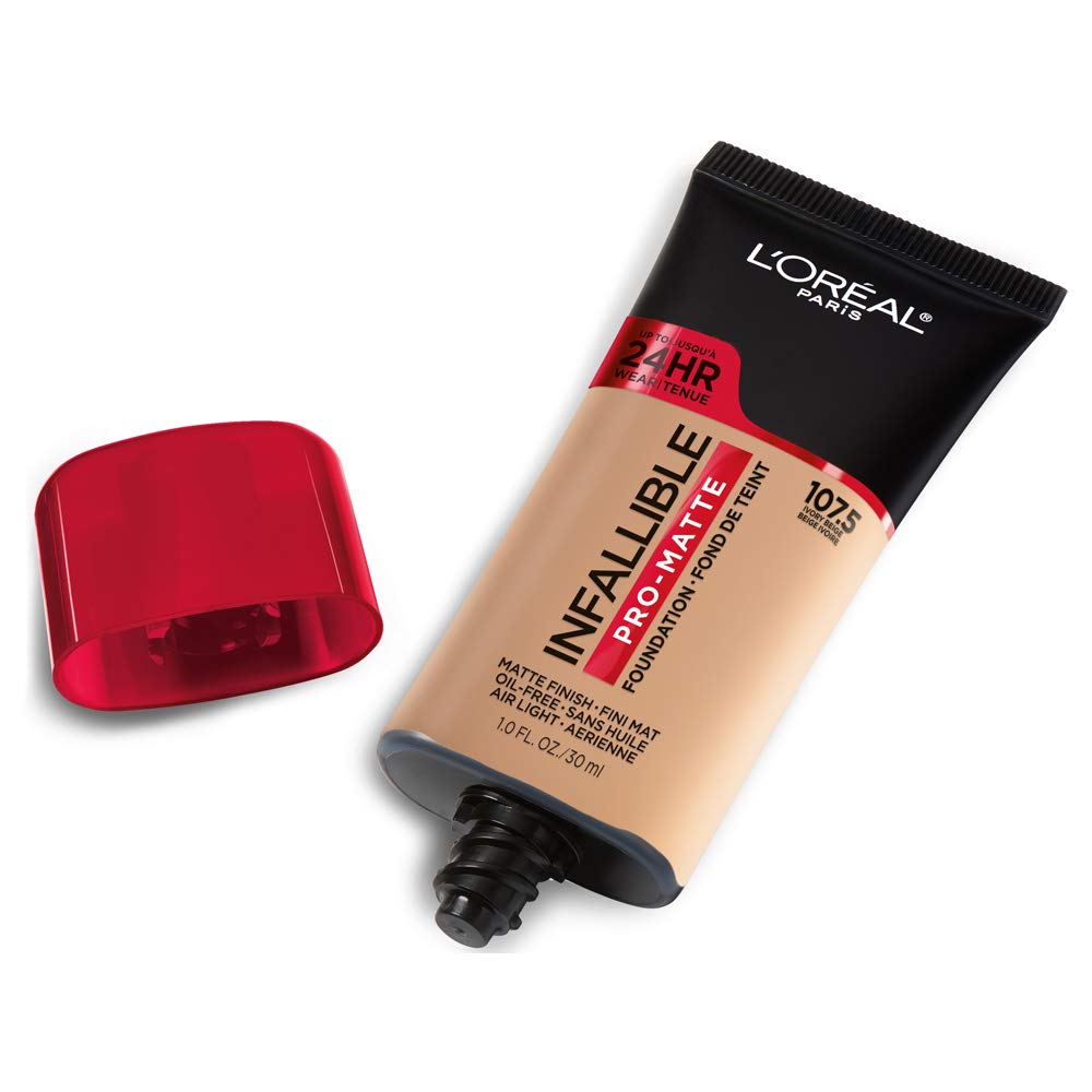 L'Oreal Paris Cosmetics Makeup Infallible Pro-Matte Liquid Longwear Foundation, Ivory Beige 107.5, 1 fl. oz., 107.5 Ivory Beige