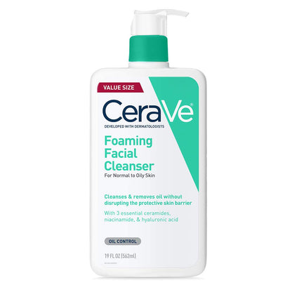 CeraVe Limpiador Facial Espumoso con Ceramidas 473ml - 562 ml (Paquete de 1)