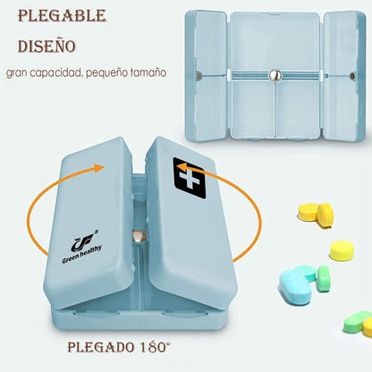 GeorgeX Pastillero Semanal de 7 Días, Pastillero Portátil de Viaje, Caja de Almacenamiento de Medicamentos con Siete Compartimentos para Medicamentos Vitamínicos y Suplementos (Verde)