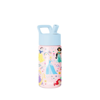 Simple Modern Summit Botella de Agua para Niños con Popote - Botella de agua de 14 onzas - -Princesa Arcoíris