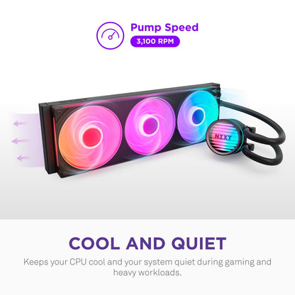 NZXT Kraken Core 360 RGB - AIO CPU Liquid Cooler - 360 mm Radiator - 360 mm Single-Frame Fan - Compatible with AMD® AM5/AM4 & Intel® LGA 1851/1700/1200/115X - Black