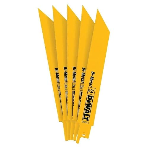 DEWALT DW4813 6-Inch 24 TPI Straight Back Bi-Metal Reciprocating Saw Blade (5-Pack)