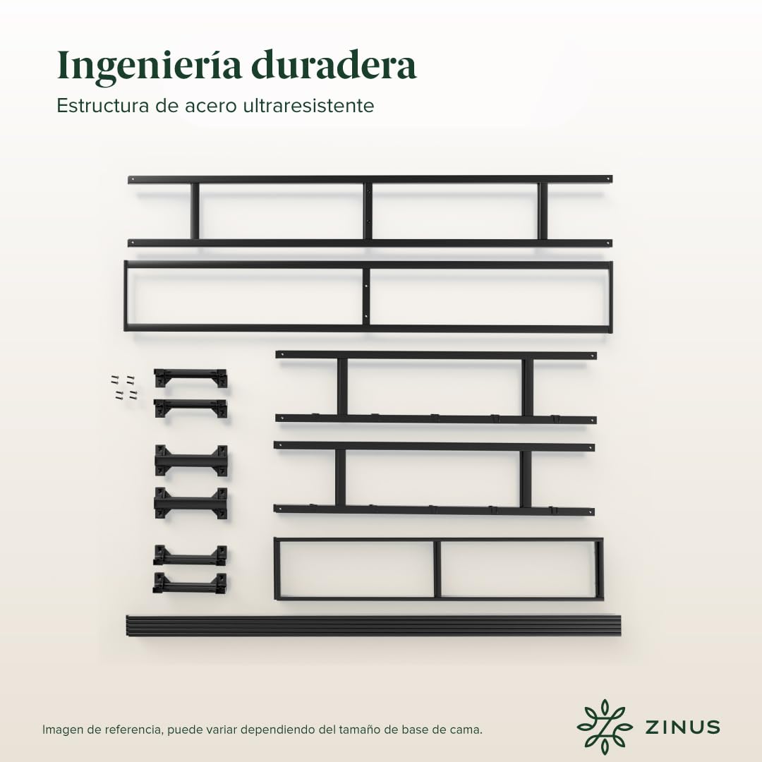 Zinus Armita | Base de Cama Matrimonial con Funda Minimalista | Acero Resistente | Garantía de 5 años
