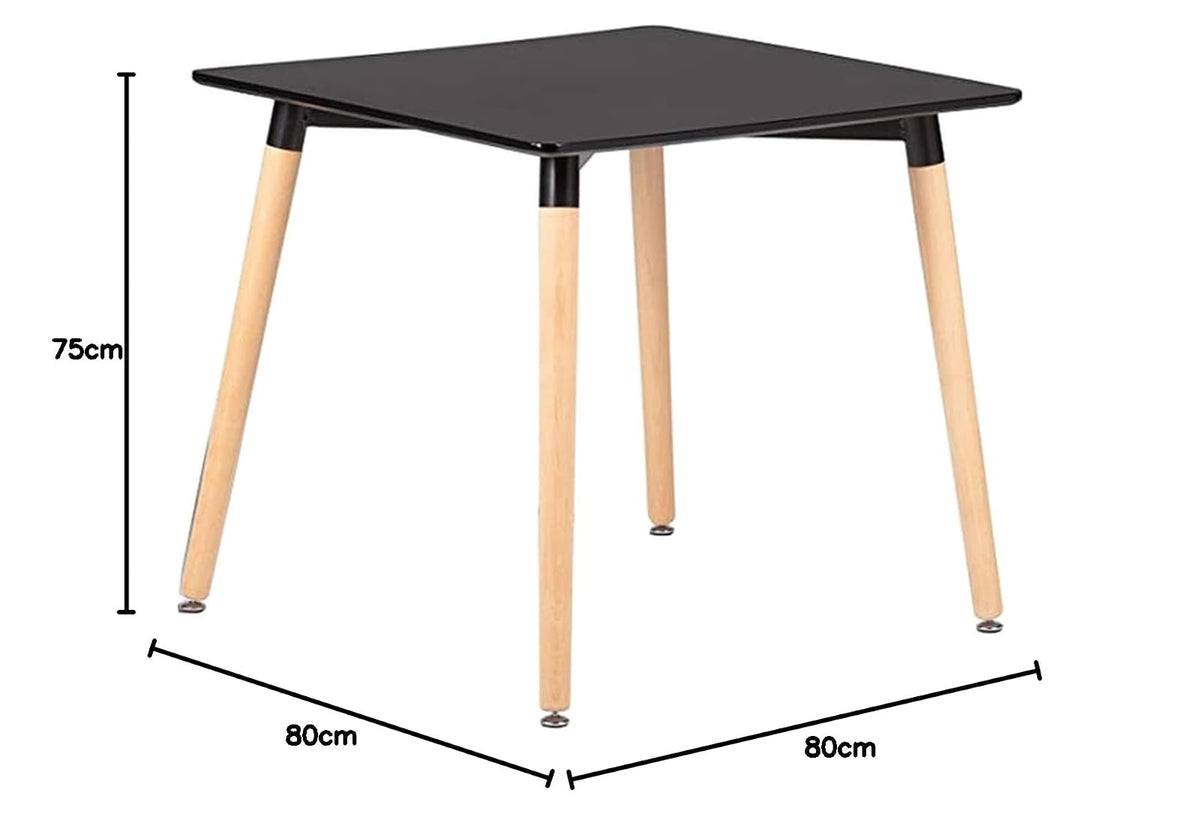 Mesa de Comedor Cuadrada, Estilo Eames. Diseño Moderno y Minimalista Negra, Midtown Concept