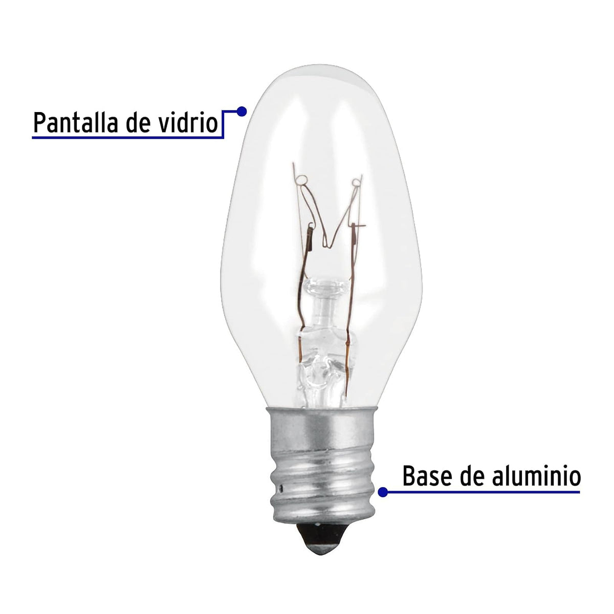 Volteck FI-50T, Focos incandescentes transparentes, base E12, 7.5watts, 50pzas