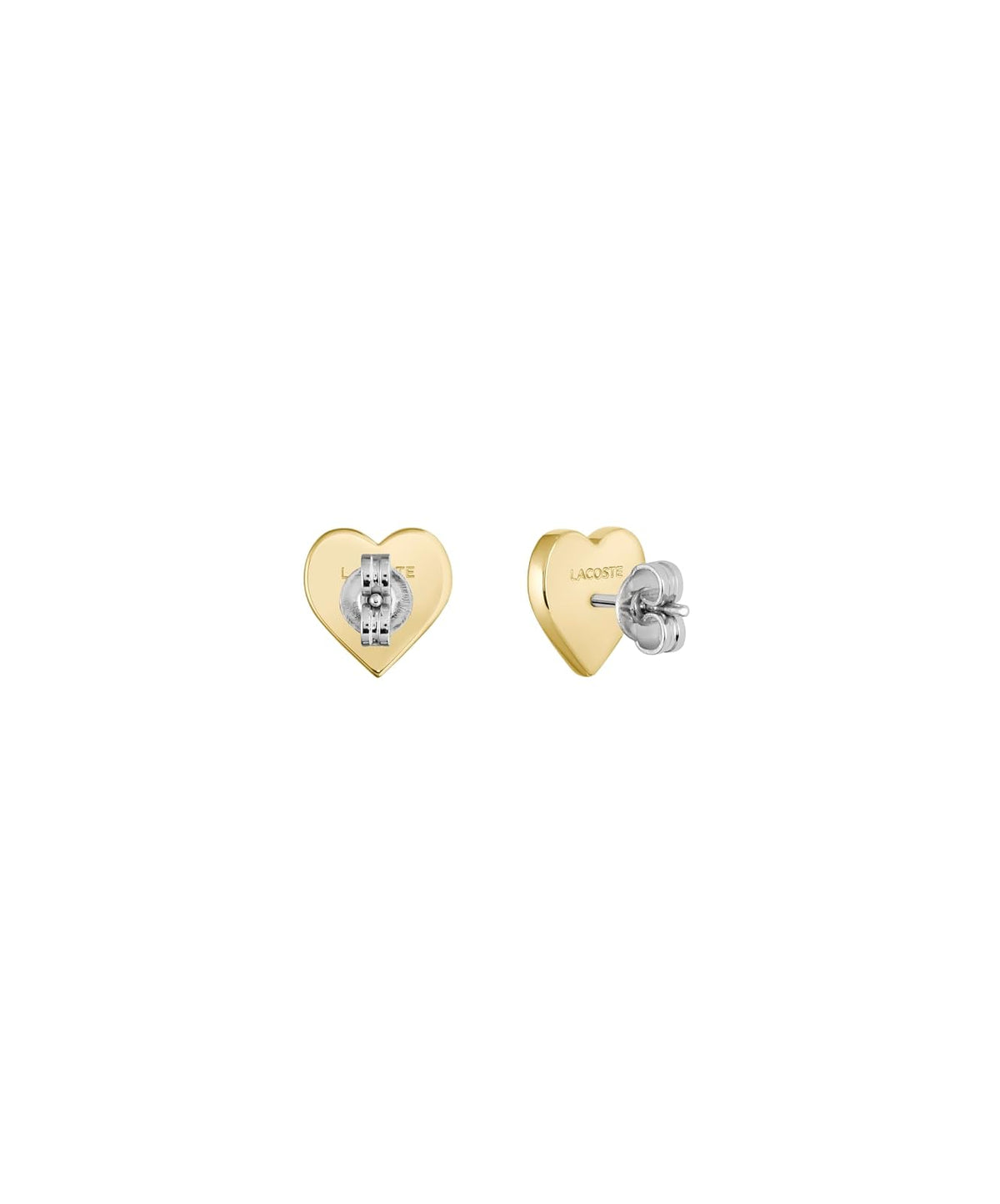 Lacoste Love My Croc - arete de tuerca para mujer, joyería de acero inoxidable, colección romántica, diseño en forma de corazón, accesorio, regalo para ella
