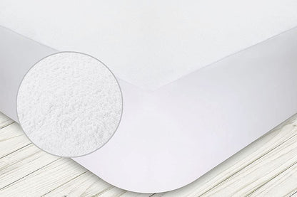 Dalfiori Protector de colchón Transpirable Blanco Queen Size 150 x 190 x 40 cm, Cubierta 80% Rizo de algodón y Respaldo 20% poliéster película de Poliuretano Transpirable