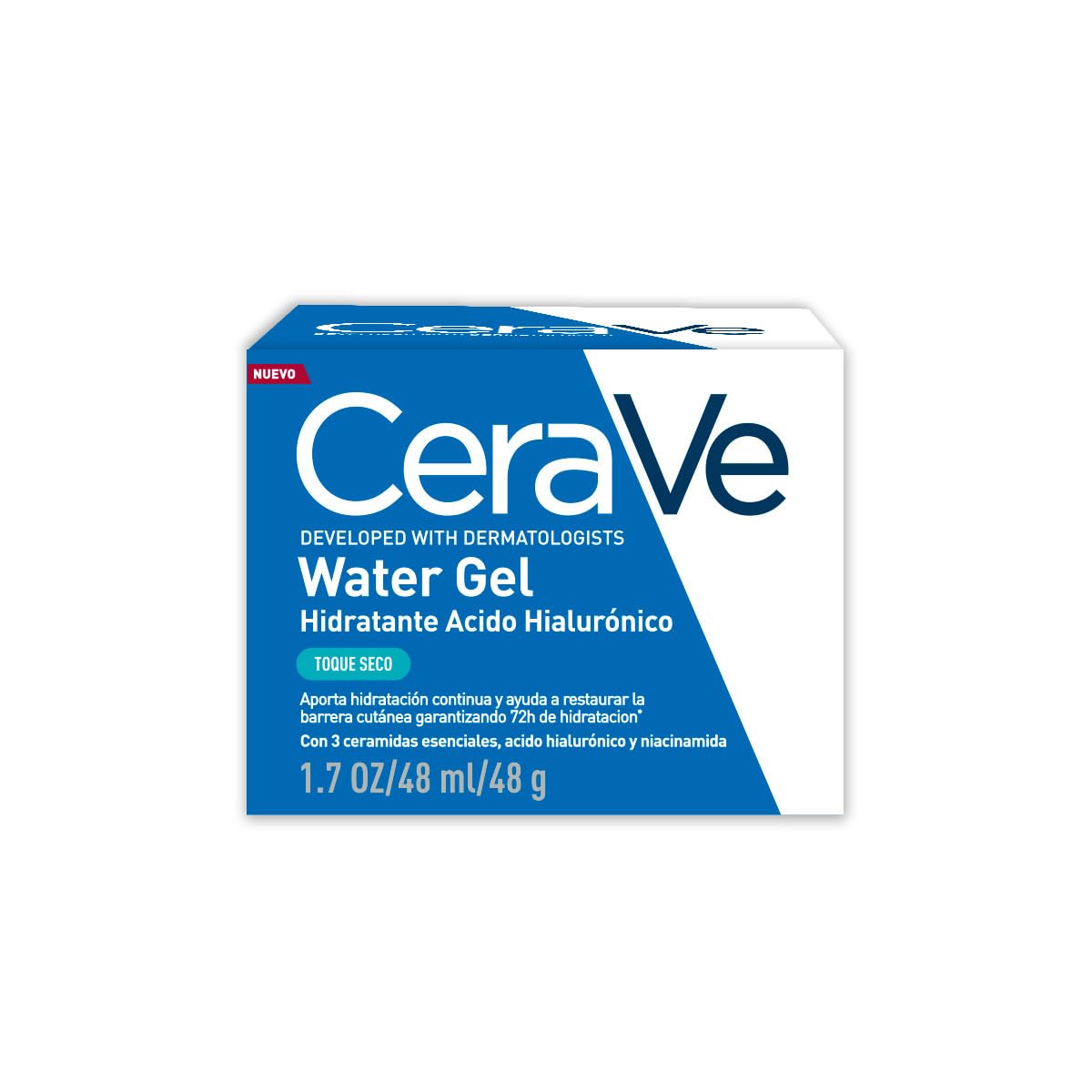 Water Gel Hidratante Ácido Hialurónico de CeraVe para una hidratación con efecto PLUMP, con 3 ceramidas idénticas a las de la piel, ácido hialurónico, niacinamida y cobre PCA, 48g