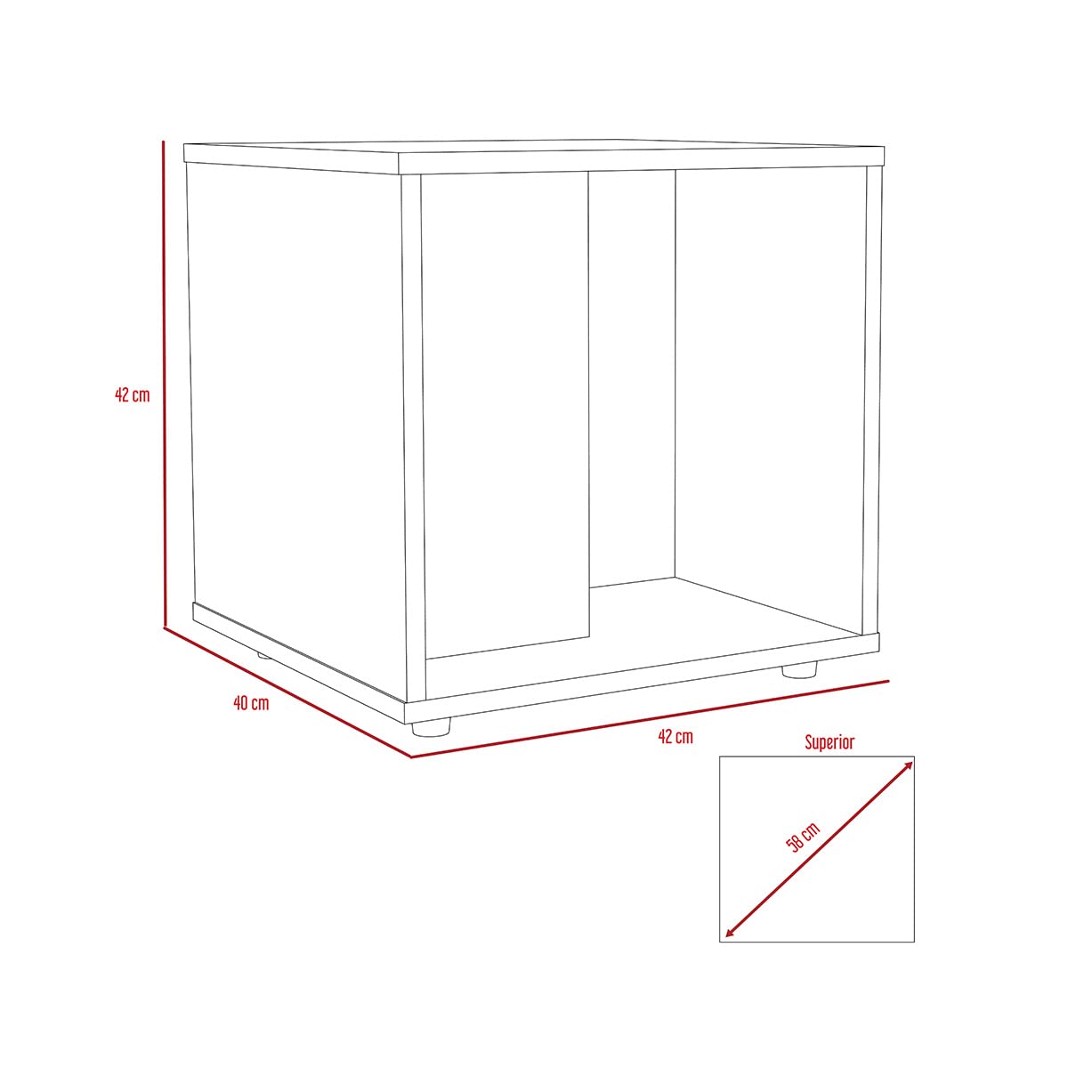 Deco Home KLIK Mesa Auxiliar prana armable, Color Duna, Dimensiones 42 Largo X 40 Ancho X 42 Alto cm, Estilo contemporáneo, con Espacios Laterales