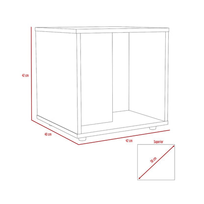 Deco Home KLIK Mesa Auxiliar prana armable, Color Duna, Dimensiones 42 Largo X 40 Ancho X 42 Alto cm, Estilo contemporáneo, con Espacios Laterales