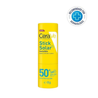 CeraVe Stick Solar Invisible 50FPS alta protección solar para rostro y labios 8g