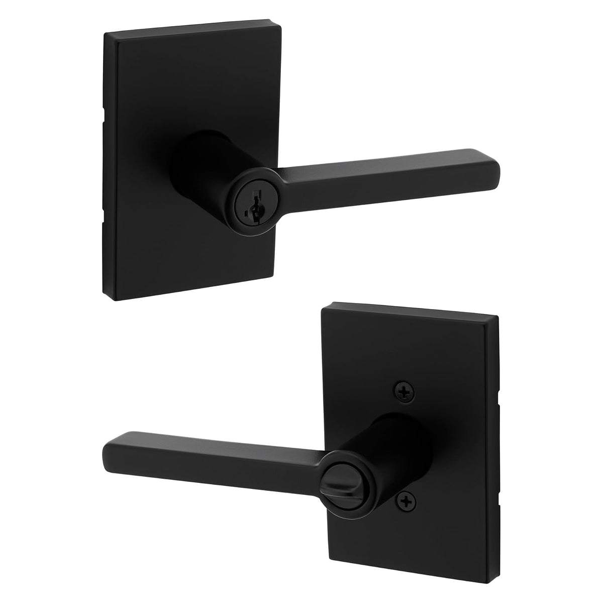 Kwikset Halifax Manija de Puerta de Entrada con Cerradura - 1 paquete - Mate negro