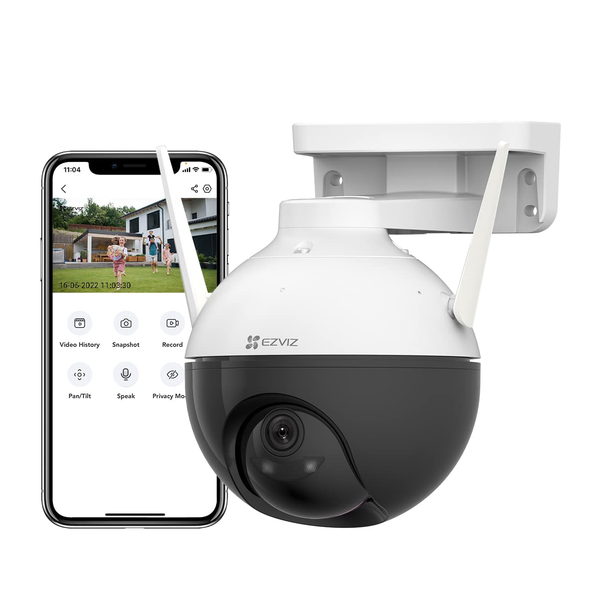 EZVIZ C8C Lite Cámara para Exteriores, Panorámica/Inclinación/Zoom, Cobertura Visual de 360, Cámara de Seguridad WiFi 1080P, Visión Nocturna, Compatible con Tarjeta Micro SD de hasta 256G