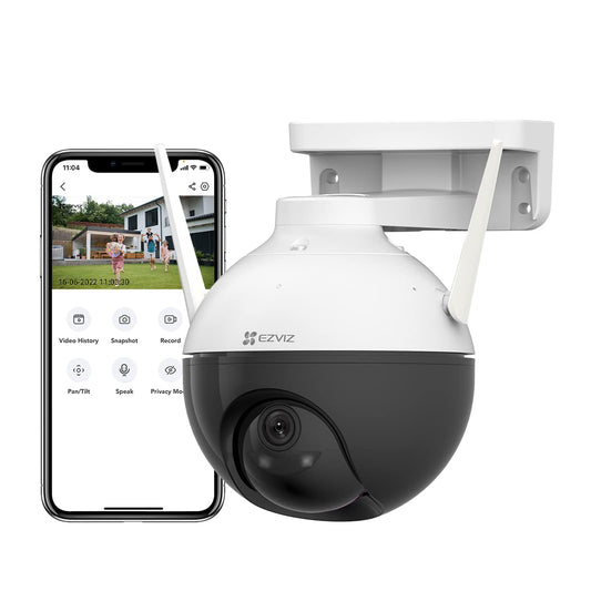 EZVIZ C8C Lite Cámara para Exteriores, Panorámica/Inclinación/Zoom, Cobertura Visual de 360, Cámara de Seguridad WiFi 1080P, Visión Nocturna, Compatible con Tarjeta Micro SD de hasta 256G