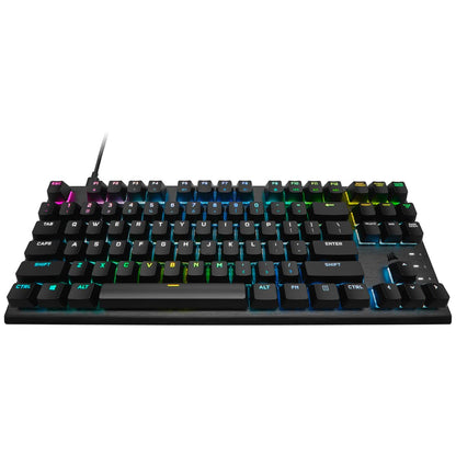Corsair K60 PRO TKL RGB Teclado para Juegos Mecánico-Óptico sin Tornillos con Cable - Interruptores OPX - Tapas de Policarbonato - Compatible con iCUE - QWERTY ES - PC, Mac, Xbox - Negro