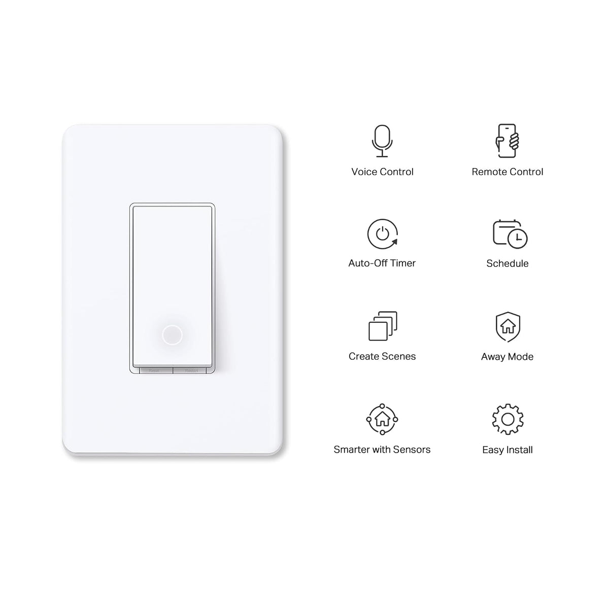 TP-Link Tapo Interruptor de luz inteligente, de un solo polo, requiere cable neutro, interruptor de luz Wi-Fi de 2.4 GHz compatible con Alexa y Google Home, certificado UL, no requiere concentrador,