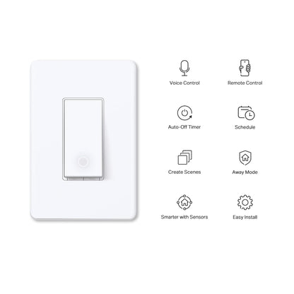 TP-Link Tapo Interruptor de luz inteligente, de un solo polo, requiere cable neutro, interruptor de luz Wi-Fi de 2.4 GHz compatible con Alexa y Google Home, certificado UL, no requiere concentrador,