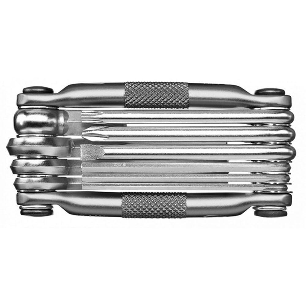 Crankbrothers Multi Tool M 10 Bike Tool - Multiherramienta MTB Níquel - 10 herramientas de bicicleta (herramienta 10 en 1), ergonómicas y ligeras - Níquel