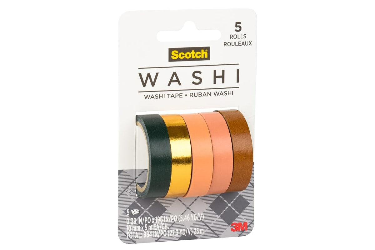 Scotch Washi Tape, diseño de puesta de sol, 5 rollos, ideal para diario de balas, álbumes de recortes y decoración de bricolaje (C1017-5-P5)