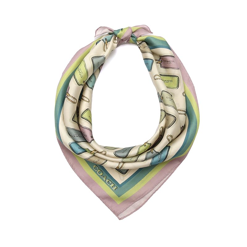 Coach Leather Hang Tag Printed Silk Bandana Bandana Mujer