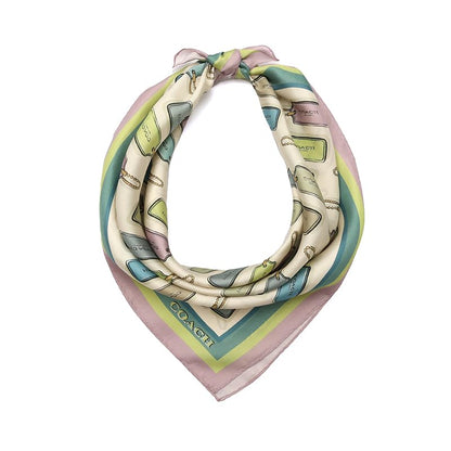 Coach Leather Hang Tag Printed Silk Bandana Bandana Mujer