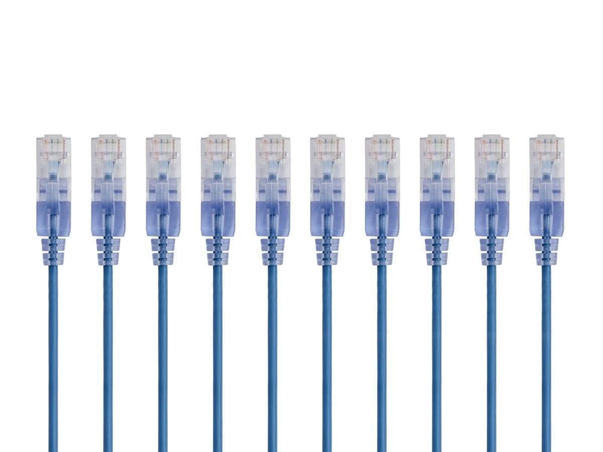 Monoprice SlimRun Cable de Conexión Ethernet Cat6A, 10 Gbit/s - Azul - 0.6 m - Paquete de 10