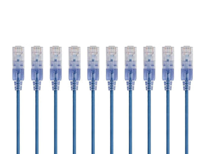 Monoprice SlimRun Cable de Conexión Ethernet Cat6A, 10 Gbit/s - Azul - 0.6 m - Paquete de 10