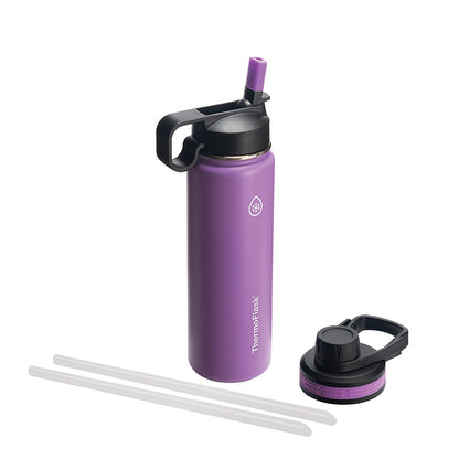 ThermoFlask Botella de Agua Doble Aislada con Dos Tapas 40 oz - Morado (Plum) - 0.7 Litros