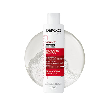 Vichy Dercos Energy+ Shampoo Dermatológico Anti-Caída y Estimulante 200ml | Trata la Caída y Estimula Crecimiento del Cabello, con Aminexil y Niacinamida, Aporta Fuerza y Volumen