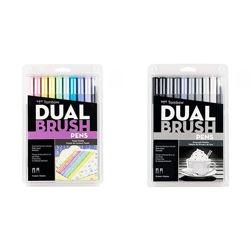 Tombow Dual Brush Pen Marcadores Artísticos de Doble Punta - Pastel - 1 pack x 10 - Marcadores artísticos + Rotuladores