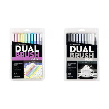 Tombow Dual Brush Pen Marcadores Artísticos de Doble Punta - Pastel - 1 pack x 10 - Marcadores artísticos + Rotuladores