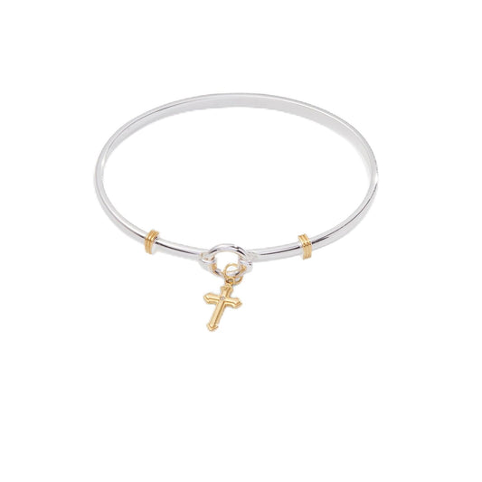 Alex and Ani - pulsera con clip de cruz, Una talla, Latón, No es una piedra preciosa