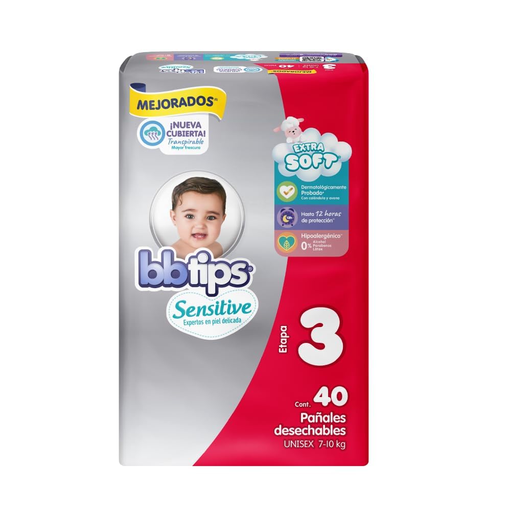 BBtips Sensitive Pañales, Baby Diapers Boys, Rojo (Red), Talla 3 Paquete De 160 Paquete De