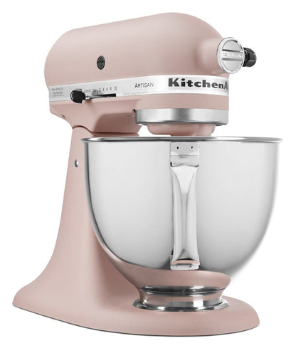 KitchenAid KSM150PSFT Artisan Series - Batidora de pie con protector de vertido, color rosa pluma