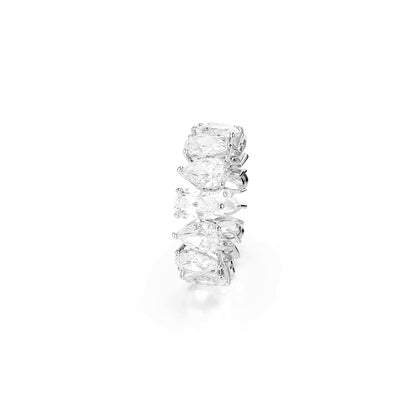 Swarovski Anillo Matrix Vittore, Talla pera, Blanco, Acabado en tono plateado
