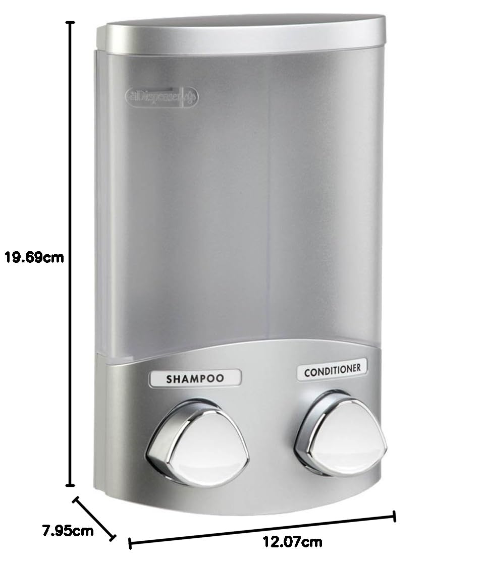 Euro Series Trio Dispensador de jabón y regadera de tres cámaras, cromo, 2-Chamber, Plateado (Satin silver)
