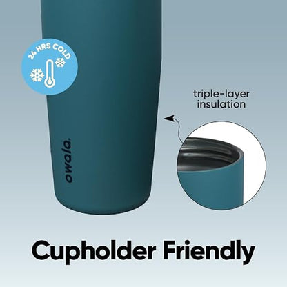 Owala FreeSip Sway - Botella de agua de acero inoxidable con boquilla bidireccional, popote integrado y mango de cubeta, hecha para viajes, escuela y deportes, 40 onzas, sin BPA, a prueba de fugas