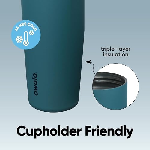 Owala FreeSip Sway - Botella de agua de acero inoxidable con boquilla bidireccional, popote integrado y mango de cubeta, hecha para viajes, escuela y deportes, 30 onzas, sin BPA, a prueba de fugas