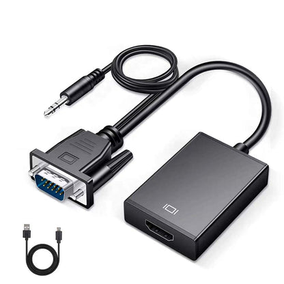 Unicreator Adaptador VGA a HDMI, Convertidor VGA a HDMI Cable Adaptador Digital HD 1080P Video Audio Line Señal analógica para computadora, computadora, computadora, portátil, PC, Monitor, proyector
