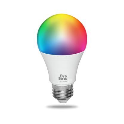Evolux by Lloyd's Foco LED Inteligente, WiFi A19, Configuración Automática, Redes de 2.4 GHz, Dimmeable, Compatible con Alexa, Multicolor + Luz Blanca Fría y Cálida