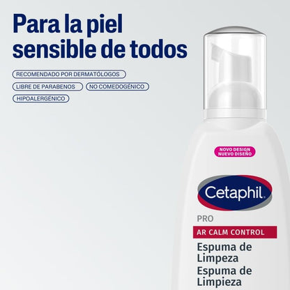 Cetaphil Pro AR Calm Control Espuma de Limpieza Facial Piel Sensible 236 ml | Con glicerina, alantoína y cafeína; limpia sin resecar, alivia ardor, comezón y suaviza piel con tendecia a enrojecimiento.