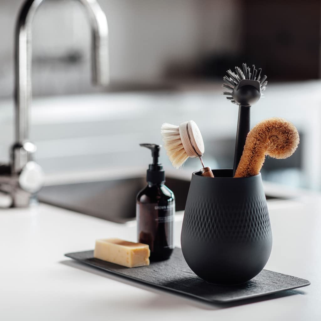 Villeroy & Boch 10-4239-2281 Manufacture Rock - Porción rectangular con forma hermosa, porcelana premium, apto para lavaplatos, negro, 35 x 18 x 1,5 cm