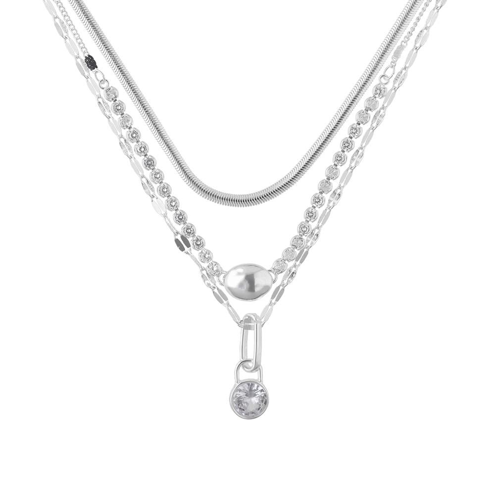 Nine West Collar Circular Plateado | Color plateado, forma circular, cierre tipo familia Molten Crystal, 1 collar