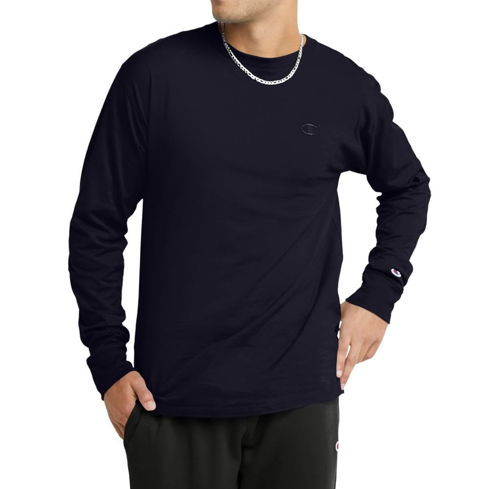 Champion Playera de Manga Larga, Playera con Logotipo, Playera clásica con Logotipo Camiseta para para Hombre - BLACK - XXL